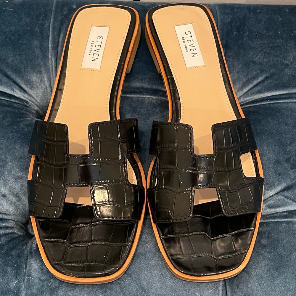Steven New York Harlien Croc Embossed Slide Sandal
